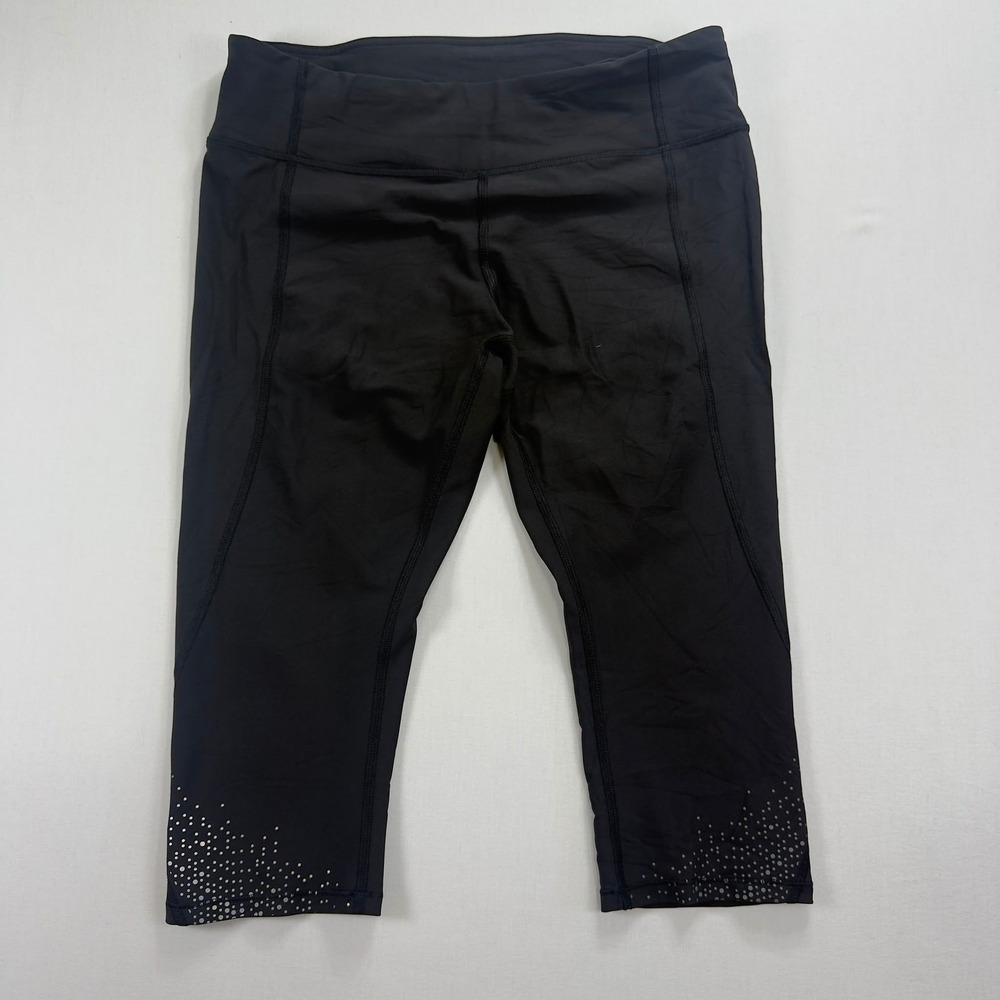 Lululemon Reflective Crop Running Leggings Black Capri Yoga Size 10